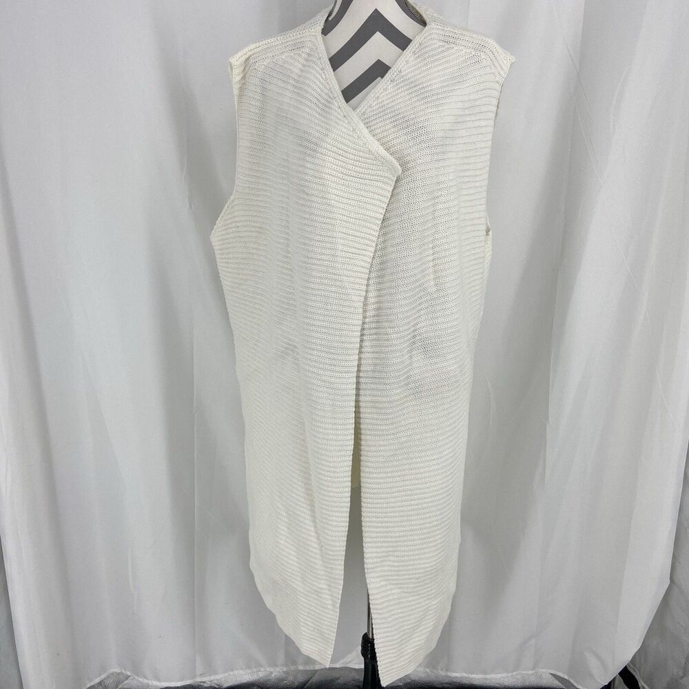 Woman Within Women's Size 1x 22/24 Open Front Cardigan Knit Sweater Long White
